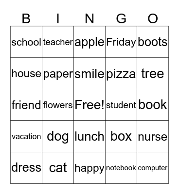 Bingo  Bingo Card