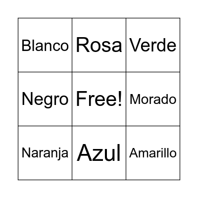 ¿Cuál es tu color favorito? Bingo Card