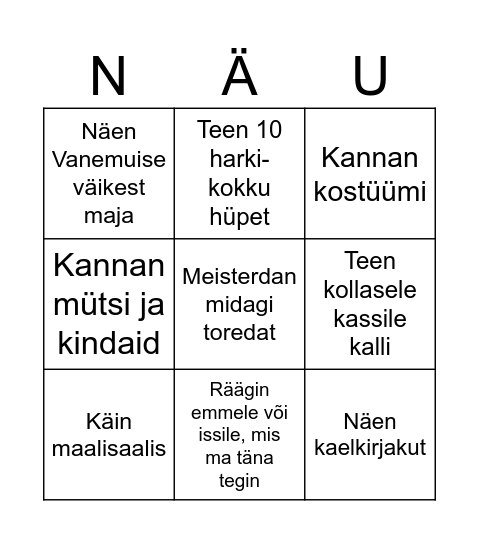 Päev teatris Bingo Card