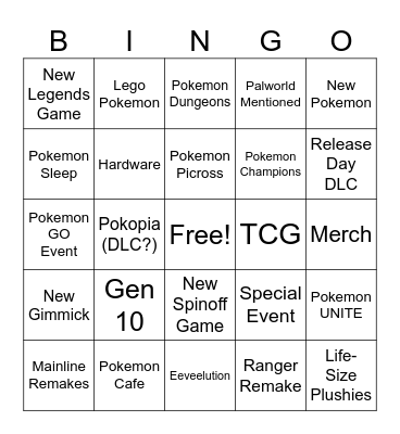 Pokemon Day Bingo Card