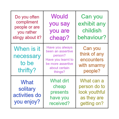 NEF, connotation Bingo Card