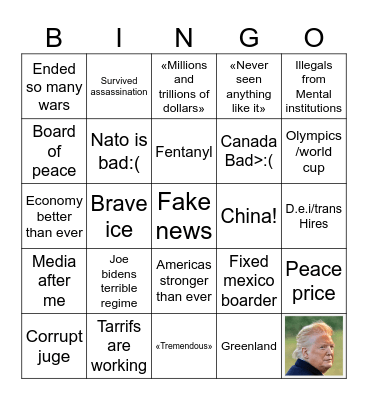 Trump Bingo Card