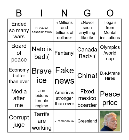 Trump Bingo Card
