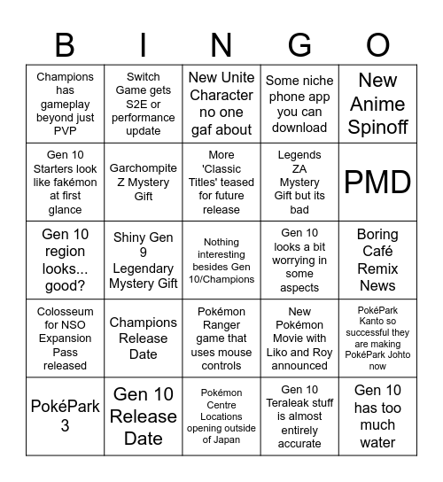 pokemon day Bingo Card