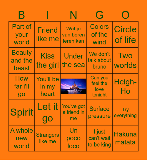 DISNEY BINGO Card