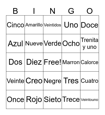 Span-Go Bingo Card