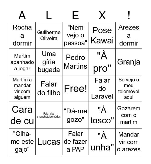 Alex Bingo!!! Bingo Card