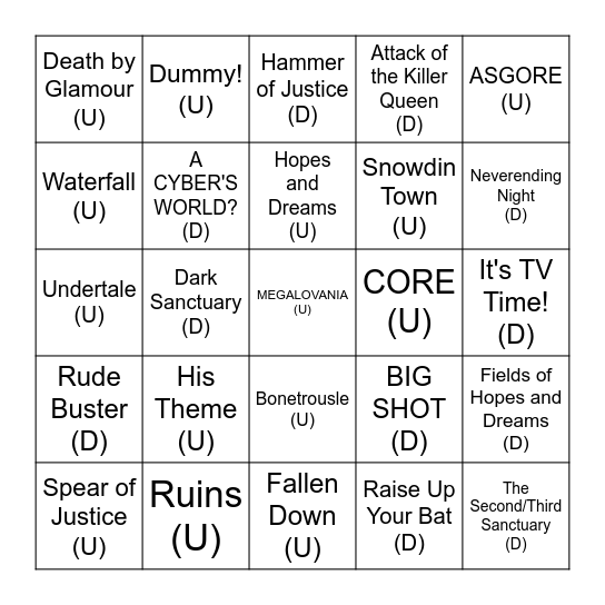 Songs That Might Play When You Listen to Orchestra Bingo Card
