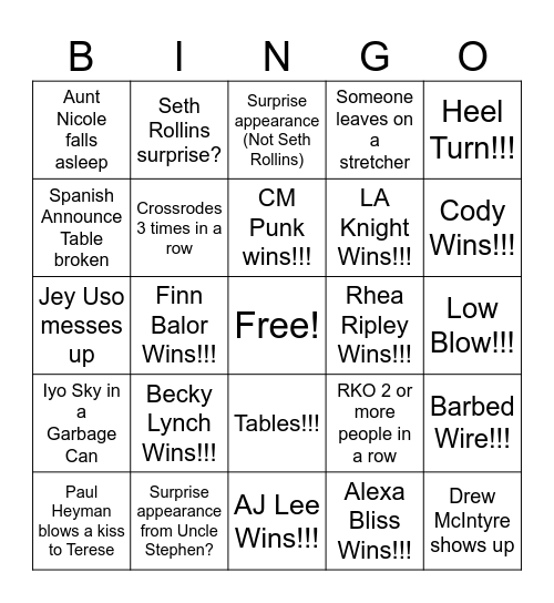 WWE - ELIMINATION CHAMBER '26 Bingo Card