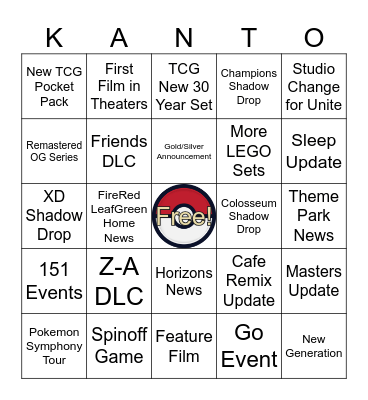Pokémon Presents Bingo Card