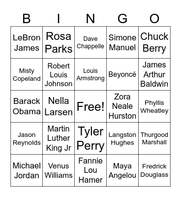 Black History Month Bingo Card