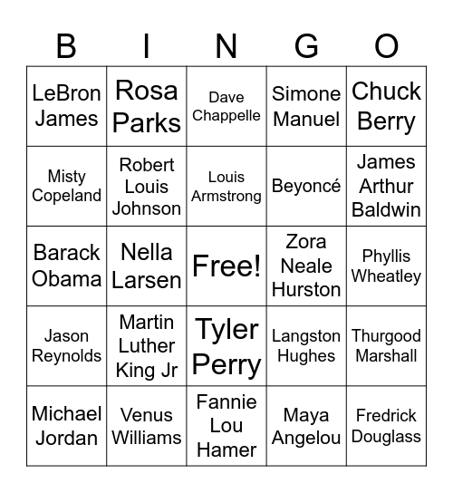 Black History Month Bingo Card