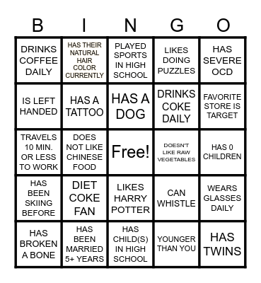 GET TO KNOW YOUR COWORKER Bingo Card