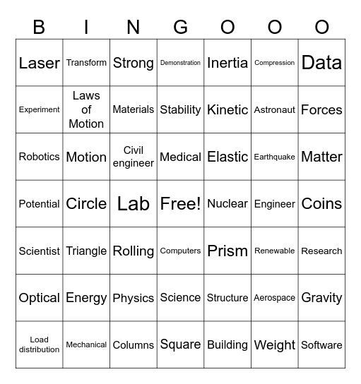 Physics Bingo Card