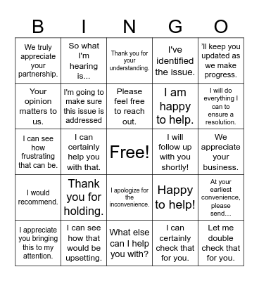 Customer Service 02-25-26 Bingo Card