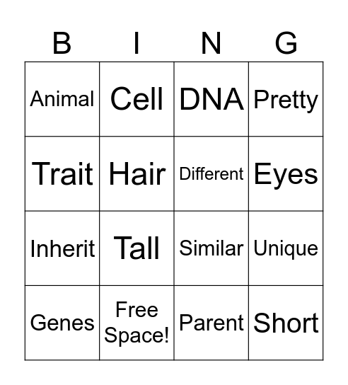DNA & Genes Bingo Card