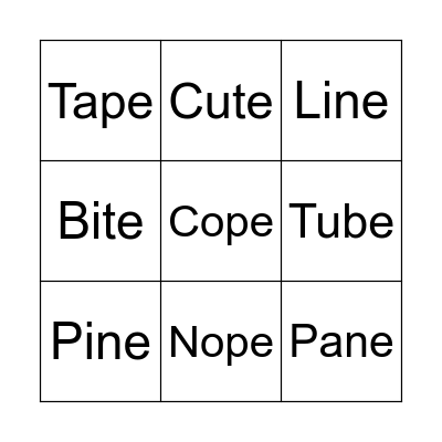 Rhyme Time BINGO! Bingo Card