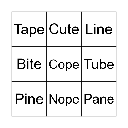 Rhyme Time BINGO! Bingo Card