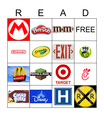 Environmental Print Bingo Card