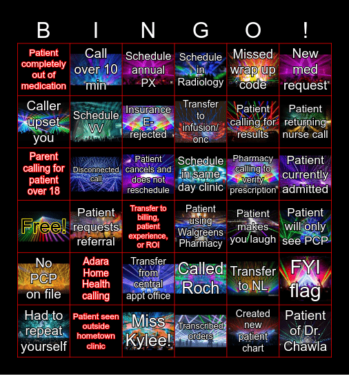 Bingo 2/26/2026 Bingo Card