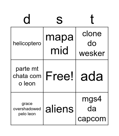 requiem Bingo Card