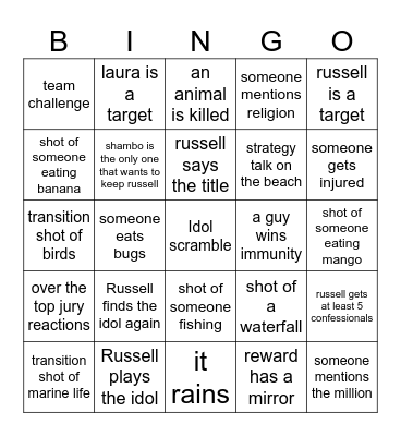 the day of reckoning s19e10 Bingo Card