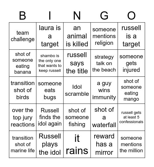 the day of reckoning s19e10 Bingo Card