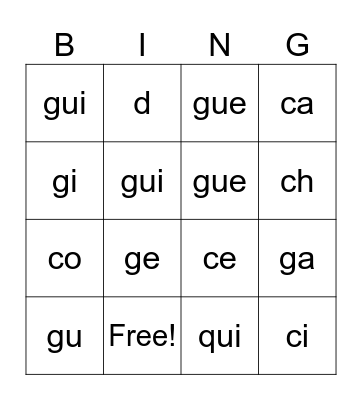 Letter Sounds Bingo Card