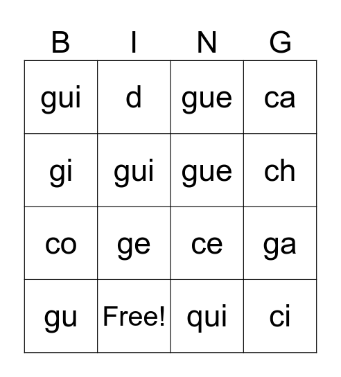 Letter Sounds Bingo Card