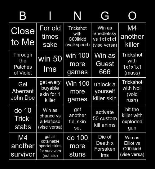 New AC Forsaken Bingo Card