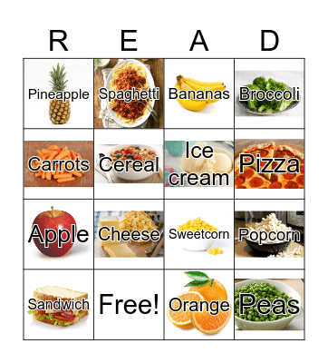 Food Bingo Card