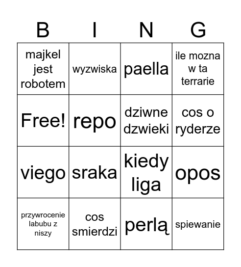maks bingo bango Bingo Card