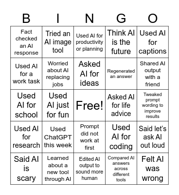 AI BINGO Card