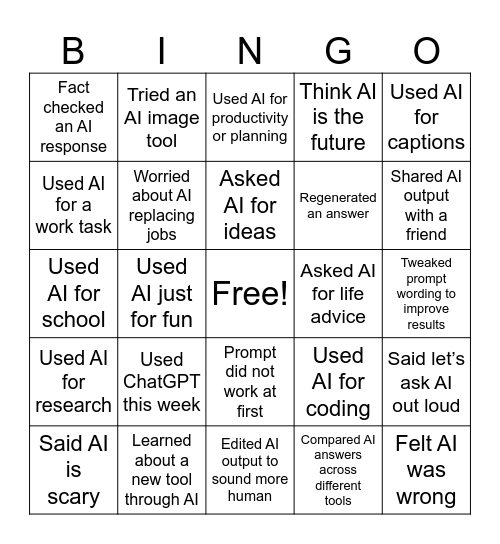 AI BINGO Card