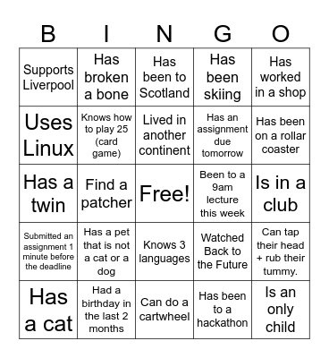 Patch MakerLab Social Bingo - find someone who... Bingo Card