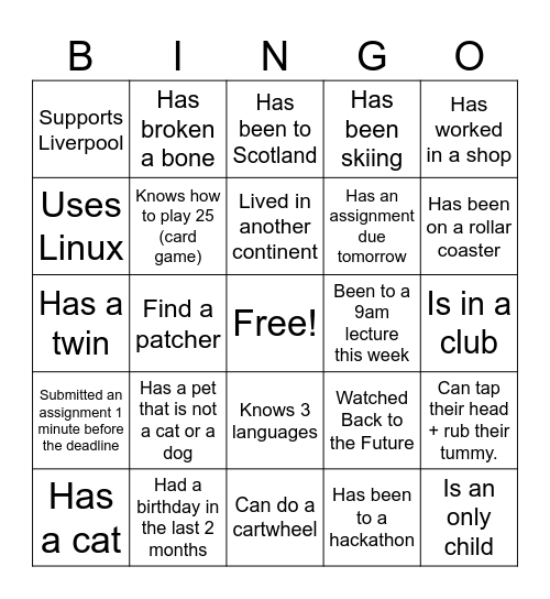 Patch MakerLab Social Bingo - find someone who... Bingo Card