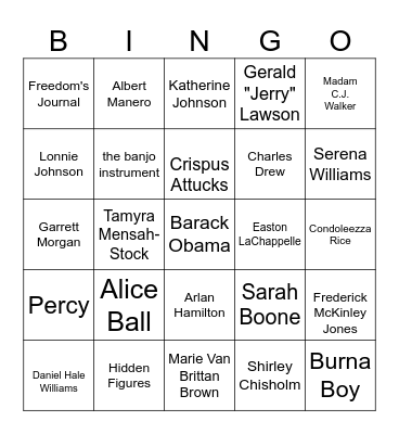 BLACK HISTORY MONTH BINGO Card