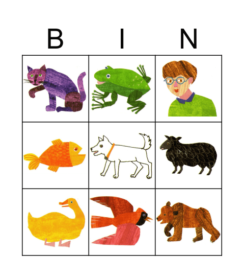 Brown Bear, Brown Bear Bingo Card