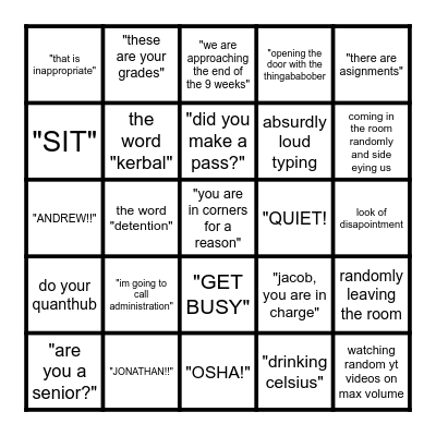 Mrs. Hughes 2 Bingo Card