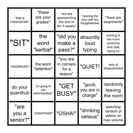 Mrs. Hughes 2 Bingo Card