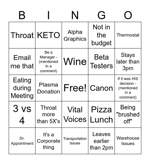 KENNYGO Bingo Card