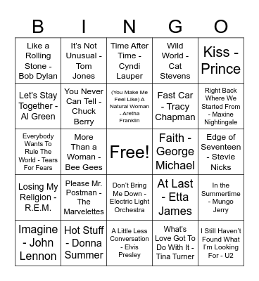 Music Bingo! Bingo Card
