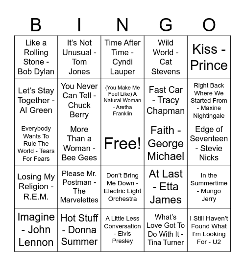 Music Bingo! Bingo Card