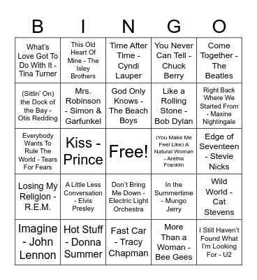 Music Bingo! Bingo Card