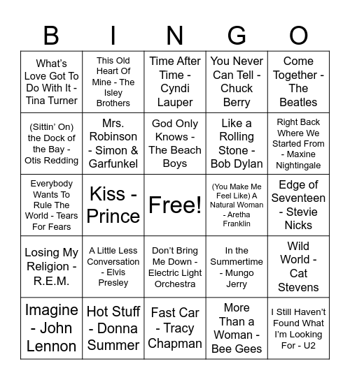 Music Bingo! Bingo Card