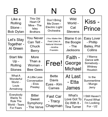 Music Bingo! Bingo Card