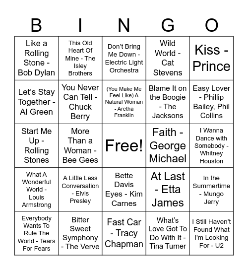 Music Bingo! Bingo Card