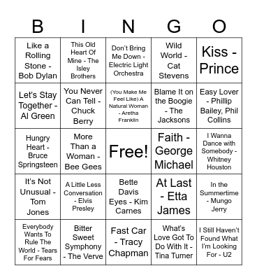Music Bingo! Bingo Card
