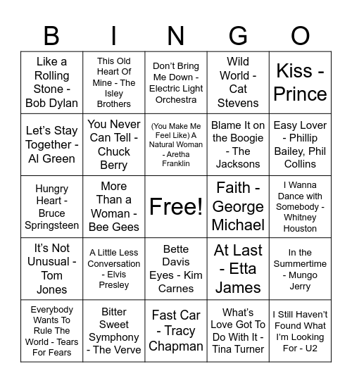 Music Bingo! Bingo Card
