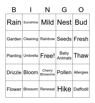 Spring Bingo Card